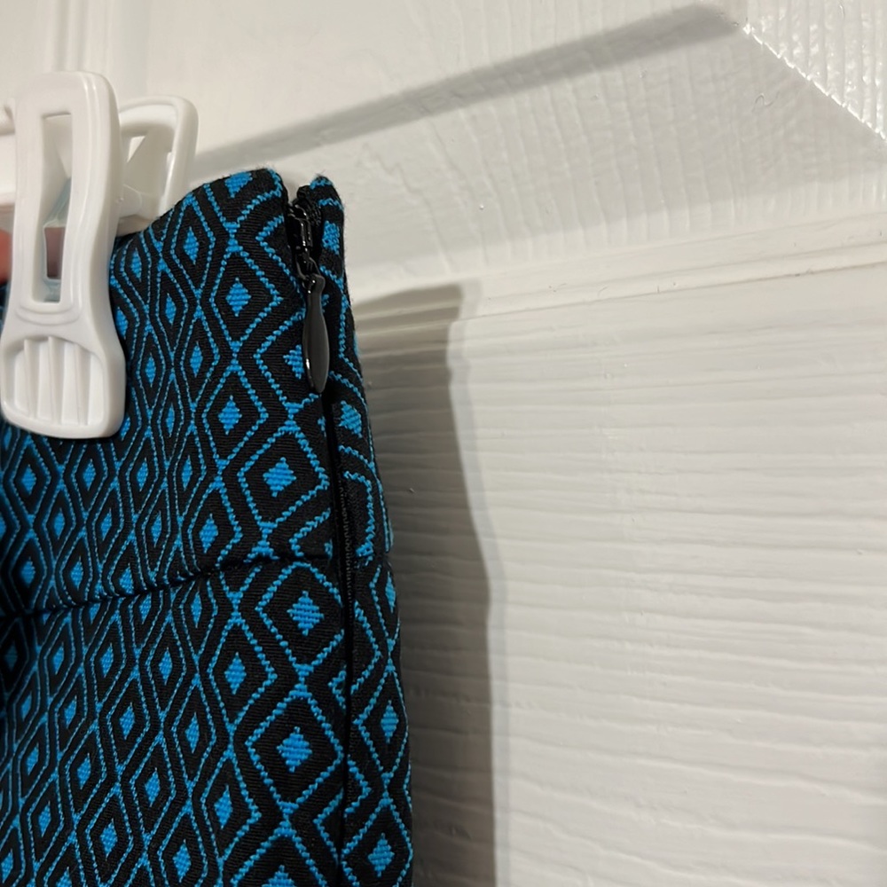 Loft Marisa Teal Blue Black Diamond Ankle Pants Side Zip Size 2 - Picture 4 of 7